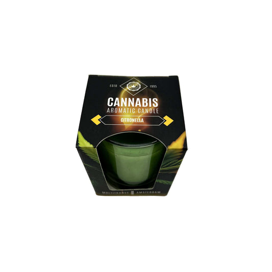 Boîte de bougie avec fenêtre, bougie parfumée au pot de verre vert.