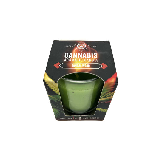Boîte de bougie parfumée cannabis avec bougie verte en verre