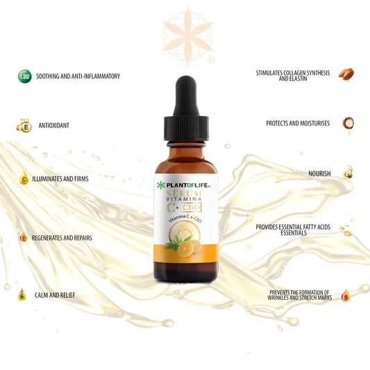 Sérum PLANTOF LIFE Vitamine C + CBD en flacon-pipette ambré, 30 ml