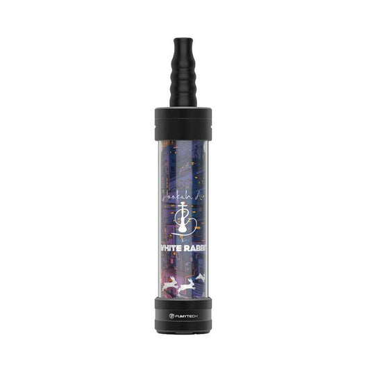 Chicha électronique Fumytech avec tube transparent et embout noir, décor lapin