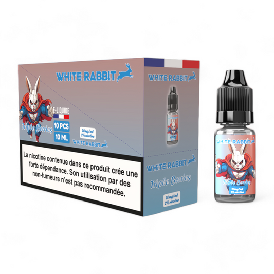 E-liquide White Rabbit Triple Berries 2%, flacon 10 ml avec boîte