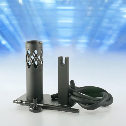 Support de chicha e, base métallique grise avec tuyaux et cylindre ajouré losanges