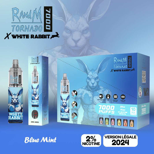 Pack de cigarettes électroniques Blue Mint « White Rabbit x RandM Tornado 7000 »