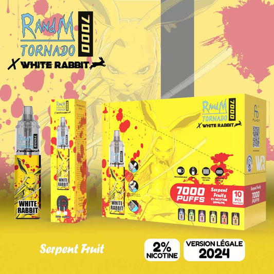 Pack de vape avec boîte et flacon graphique Yellow Rabbit, saveur Serpent Fruit