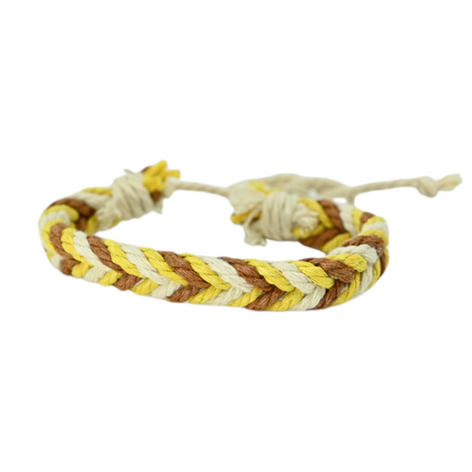 Bracelet en chanvre tressé ajustable multicolore avec cordons de réglage