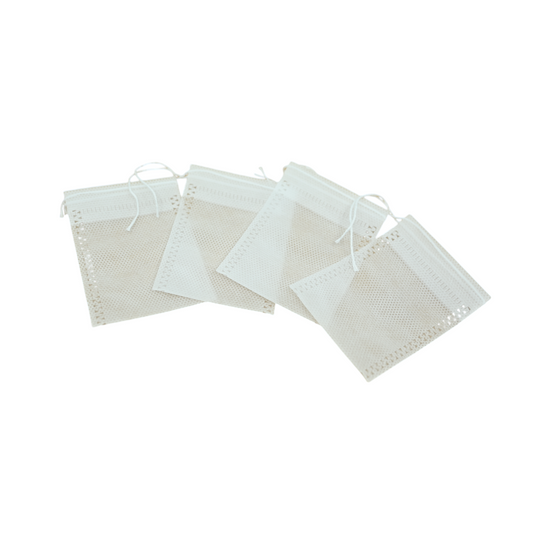 Lot de sachets de thé à remplir en tissu filtrant perforé, cordons visibles