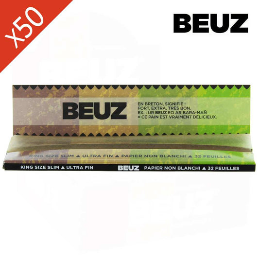 Boîte de 50 carnets Beuz King Size Slim : papier non blanchi ultra fin
