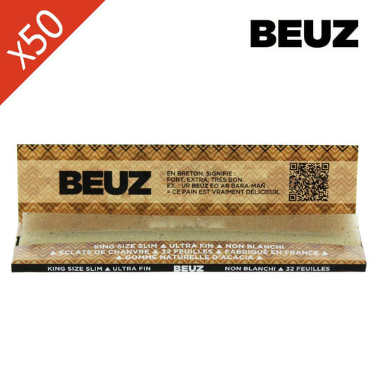 Boîte de feuilles à rouler Beuz Star Slim non blanchies, King Size, 32 feuilles.