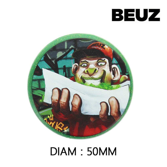 Grinder rond vert en chanvre biodégradable, motif BEUZ, diamètre 50 mm