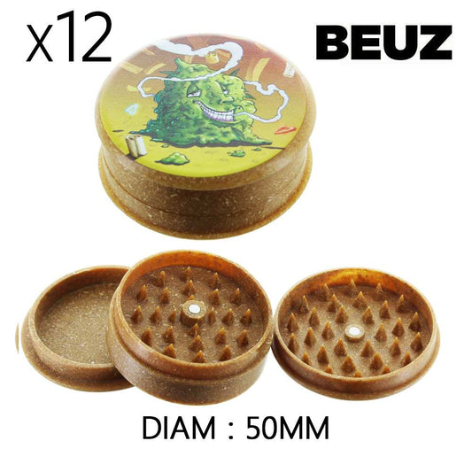 Grinder Beuz en chanvre brun, ouvert avec dents, diamètre 50 mm