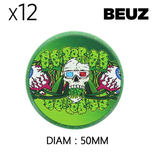 Grinder en chanvre vert BEUZ avec motif crâne, diam. 50 mm