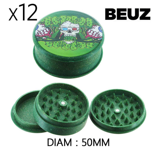 Grinder en chanvre vert BEUZ, couvercle et base, diam. 50 mm