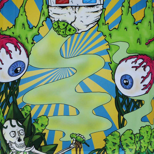 Plateau de roulage ovale Beuz Skeleton PM, motif squelettes et plantes vertes multicolores.