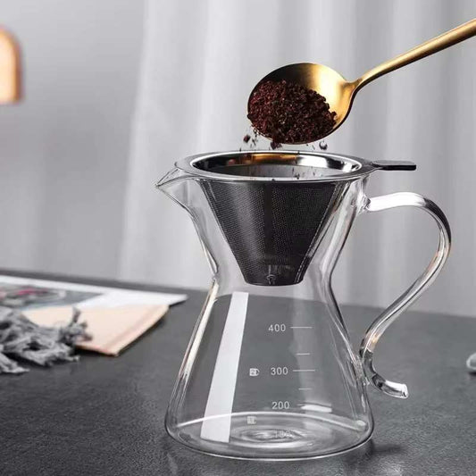 Infuseur à thé en acier inox avec support, filtre à maille et anses