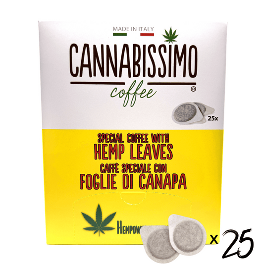 Boîte de dosettes de café Cannabissimo, feuilles de chanvre, 25 unités