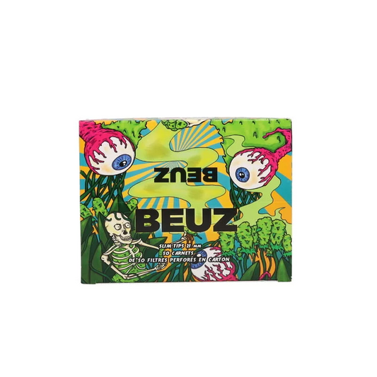 Boîte de 50 carnets de filtres slim tips 21 mm, design BEUZ vert multicolore