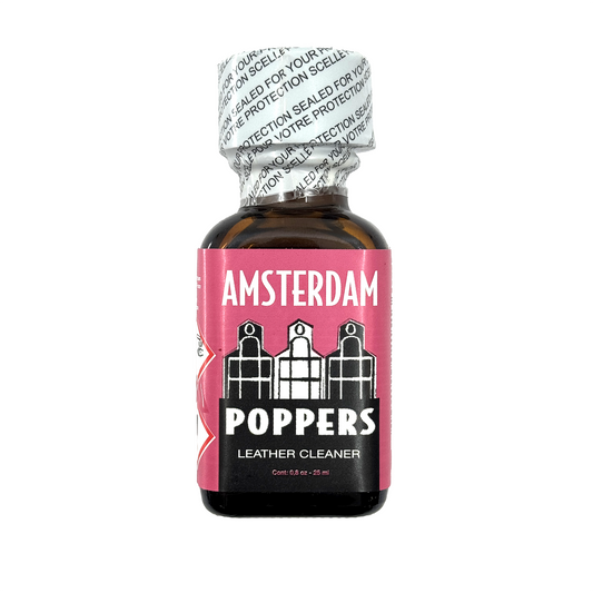 Nettoyant pour cuir Poppers Amsterdam en flacon de 25 ml, étiquette ville