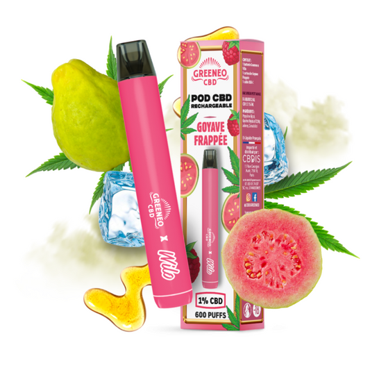 Pod CBD rechargeable GREENEO rose, saveur goyave frappée