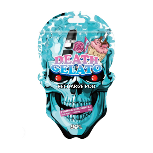 Recharge de pod, pochette imprimée Death Gelato, taux 90%