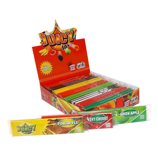 Boîte de feuilles à rouler slim parfumées JUICY JAY'S, assortiment de saveurs, 24 carnets