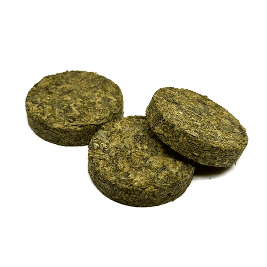 Pastilles rondes de fleur de CBD vert olive, lot de trois