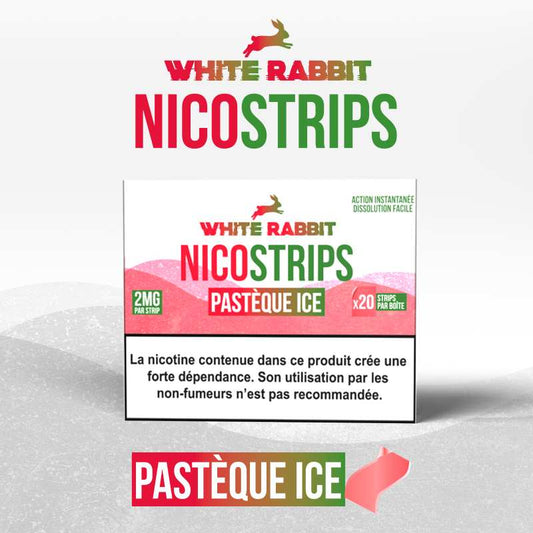 Boîte Nicostrips White Rabbit Pastèque Ice, 2 mg, x20 pastilles.