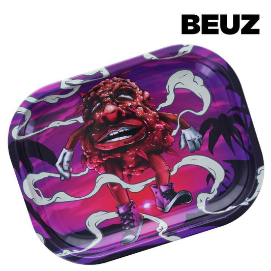 Plateau à rouler ovale Beuz Bloodybud, logo BEUZ et motif monstre rouge