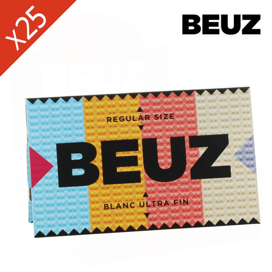 Boîte de 25 carnets de feuilles à rouler BEUZ, blanc ultra fin, taille Regular.