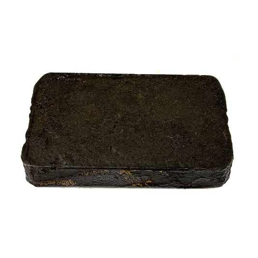 Bloc de résine CBD foncée rectangulaire, surface laquée brillante, dessus