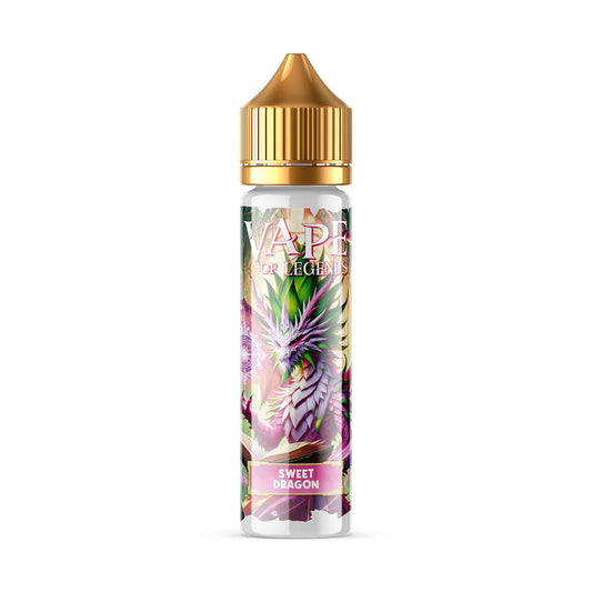 Flacon d’e-liquide 50 ml à bouchon doré, design dragon sur l’étiquette