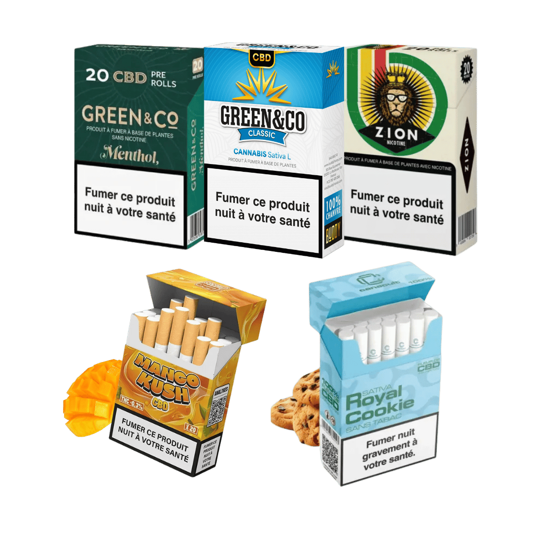 Pack découverte premium de cigarettes CBD, étuis assortis et cigarettes pré-roulées