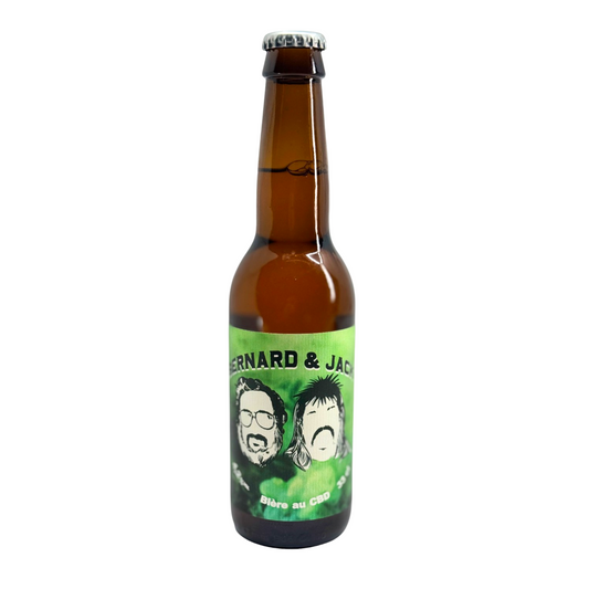 Bouteille de bière CBD brune 33 cl avec étiquette BERNARD & JACK