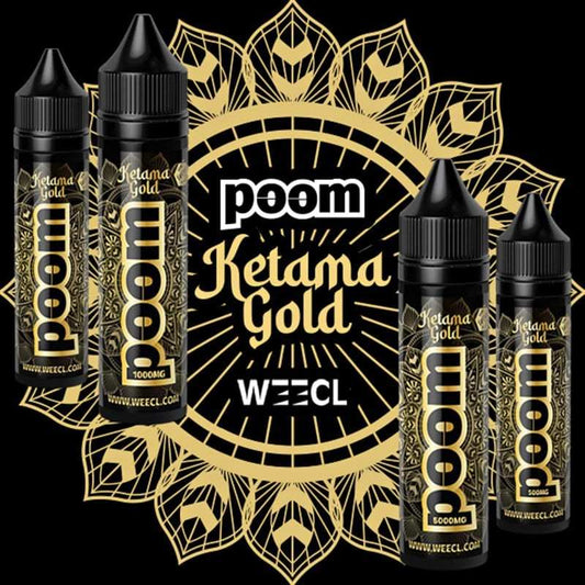 E-liquide CBD Ketama Gold WEECL, flacons noirs et or, format 50 ml