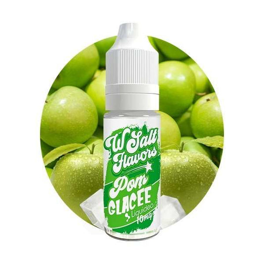 E-liquide Wsalt Pom Glacée, flacon vert entouré de pommes