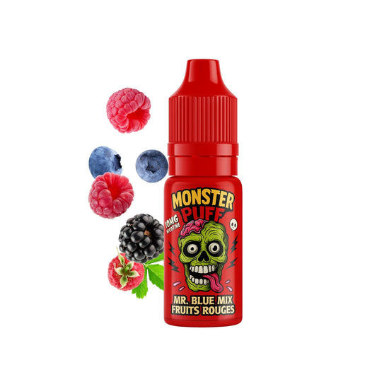 E-liquide Monster Puff Mr Blue Mix Fruits Rouges 10 ml avec fruits rouges illustrés