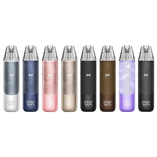 Kit pod rechargeable OXVA, plusieurs couleurs et finitions visibles sur la rangée