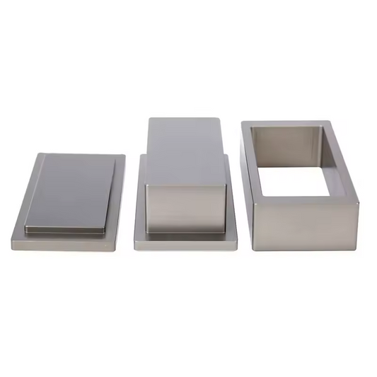 Moule rectangulaire en aluminium, couvercle et base, vue multiple