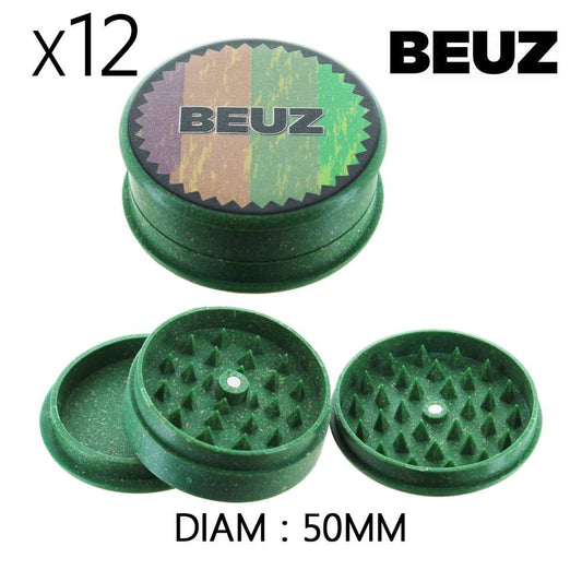 Grinder en chanvre vert BEUZ, diamètre 50 mm, couvercles et base, lot x12