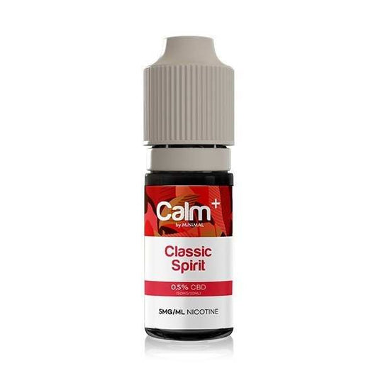 E-liquide CBD Classic Spirit Calm+ 0,5% en flacon noir et gris, 10 ml