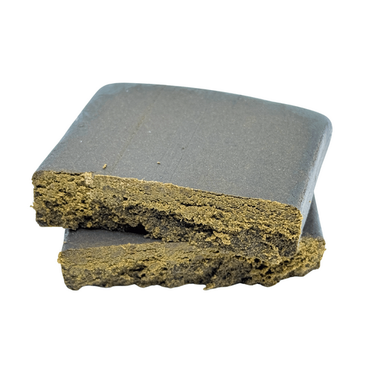 Résine Ketama bleu-gris avec cassure et texture verte émiettée