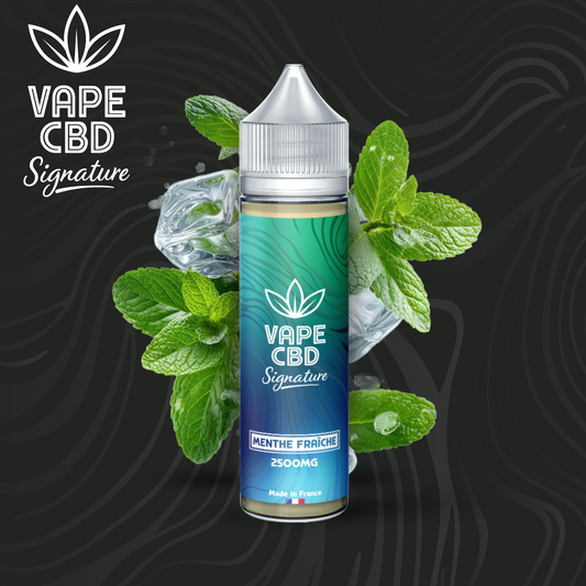 E-liquide CBD menthe fraîche Vape CBD Signature, flacon 50 ml, 2500 mg