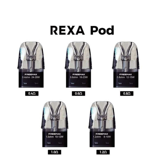 Cartouches Freemax REXA Pod transparentes, 5 variantes de résistance