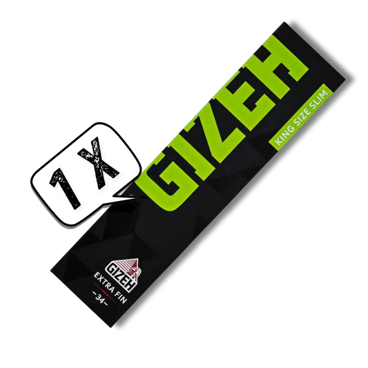 Carnet de feuilles à rouler Gizeh King Size Slim, étui noir vert, Extra Fine 34-4