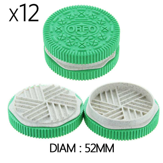 Grinder en chanvre 52 mm vert, couvercle ouvert montrant la grille intérieure.