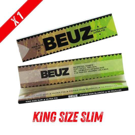 Paquet de feuilles à rouler BEUZ King Size Slim, emballage beige foncé
