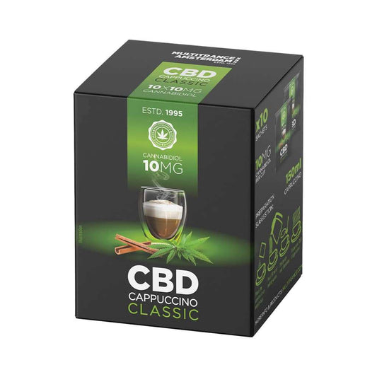 Boîte noire et verte de cappuccino CBD Classic, 10 mg