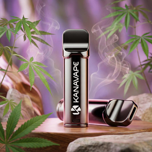 Pod CBD Kanavape, boîtier rose gold et capuchon noir
