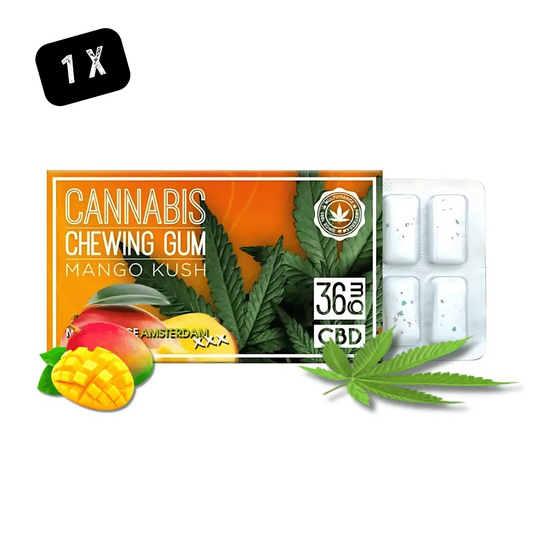 Boîte de chewing-gum CBD saveur mango Kush, 12 pièces, plaquette de gommes