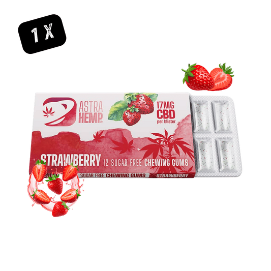 Boîte et barquette de gommes à mâcher sans sucre à la fraise, 12 pièces