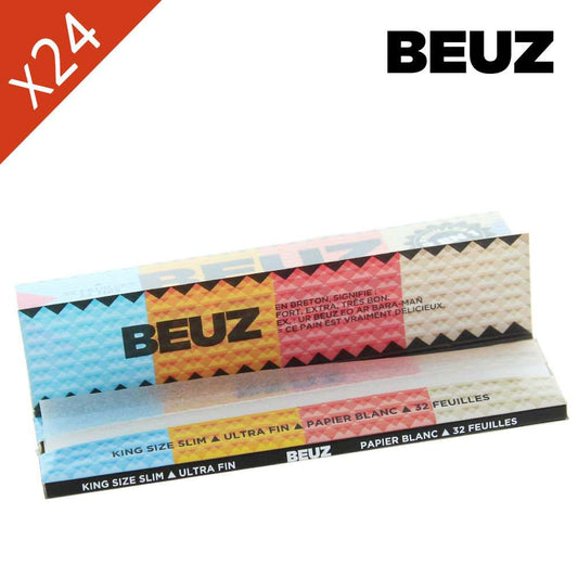 Boîte de 24 carnets de feuilles à rouler Beuz Blanc, format slim King Size